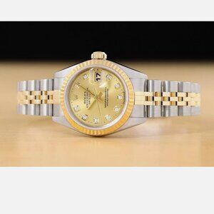 ON SALE! Rolex Ladies 18k Gold Factory Diamond Watch